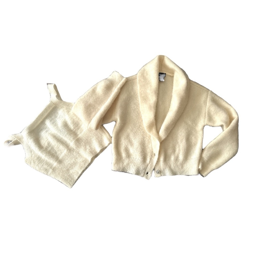 House of Harlow New Chic Cream Knit Sleeveless set jacket and Sz M